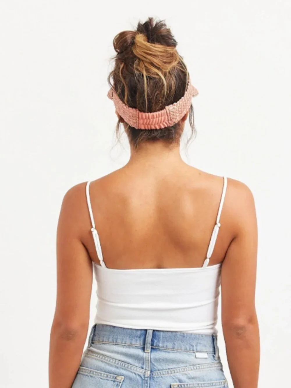HEMLOCK I NWT Premium  Woven Wheat Straw Capri Visor in Rose Pink, one size